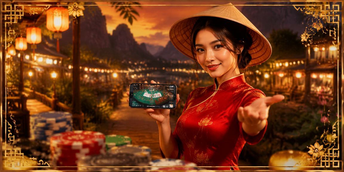 Người dùng đặt cược online tại chợ đêm Ninh Bình dưới ánh đèn lồng rực rỡ