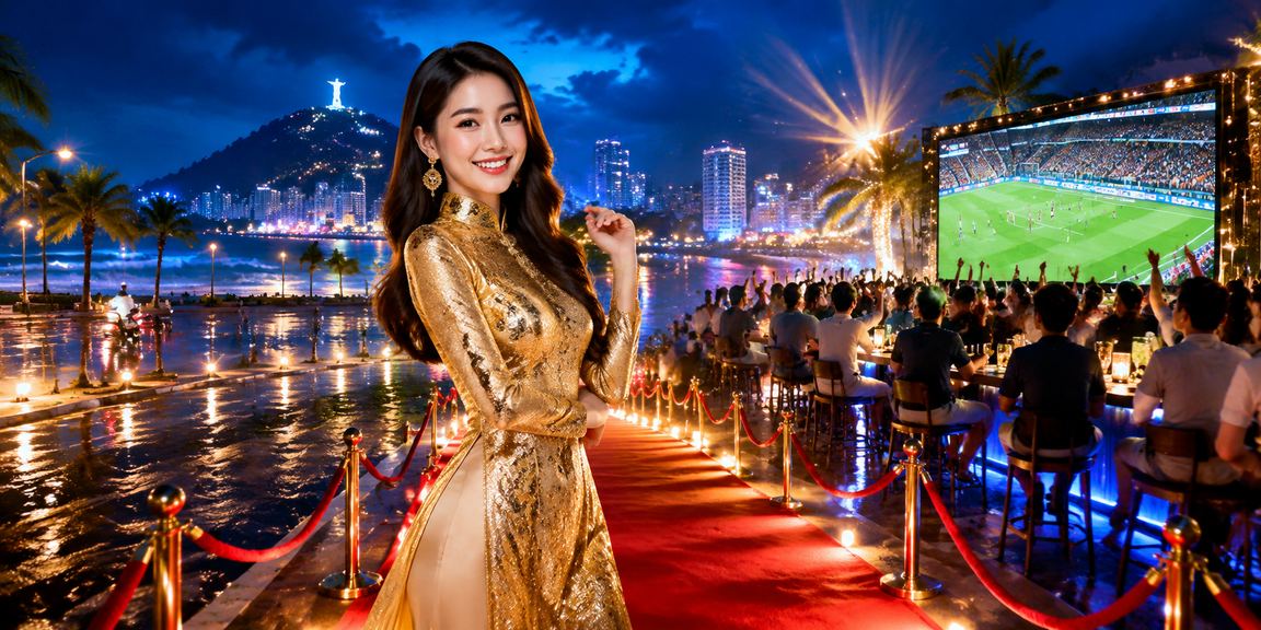 Người dùng tại Vũng Tàu mặc áo dài xem kết quả cược bóng đá trên màn hình